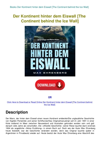 Books Der Kontinent hinter dem Eiswall [The Continent behind the Ice Wall]
