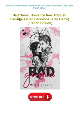 PDF Bad Game Romance New Adult en FranÃƒÂ§ais (Bad Decisions  Bad Game) (French Edition) 