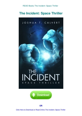 READ Books The Incident Space Thriller