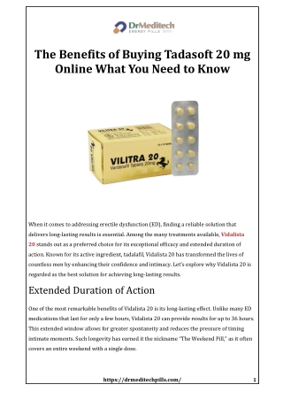 Why Vidalista 20 Is the Best Solution for Long-Lasting Results