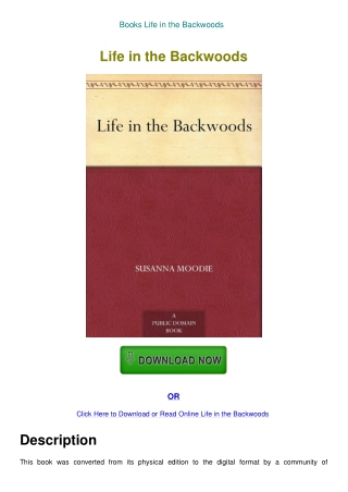 Books Life in the Backwoods