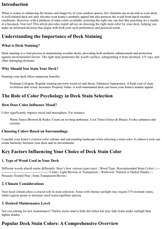 “Expert Advice on Choosing the Right Stain Color for Your deck”