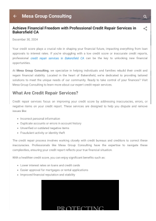 Achieve Financial Freedom with Professional Credit Repair Services in Bakersfield CA