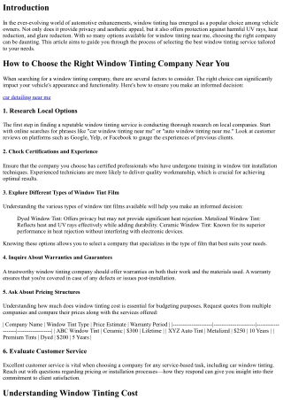 How to Choose the Right Window Tinting Company Near You