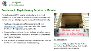 Convenient Physiotherapy Services in Mumbai, Designed for You at SRM Hospital