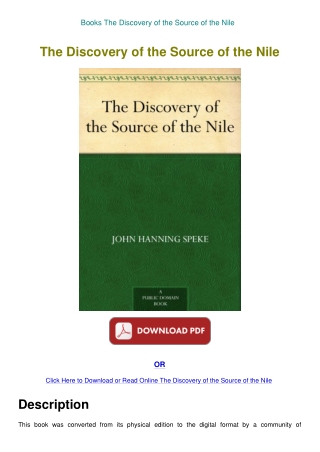 Books The Discovery of the Source of the Nile