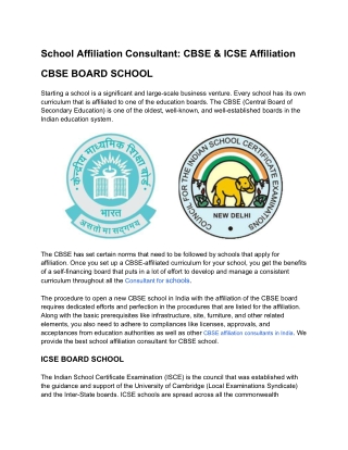 School Affiliation Consultant_ CBSE & ICSE Affiliation CBSE BOARD SCHOOL