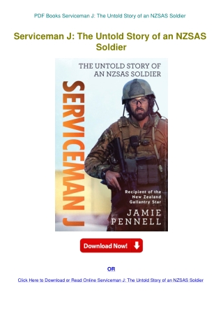 PDF Books Serviceman J The Untold Story of an NZSAS Soldier