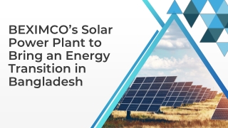 BEXIMCO’s Solar Power Plant to Bring an Energy Transition in Bangladesh