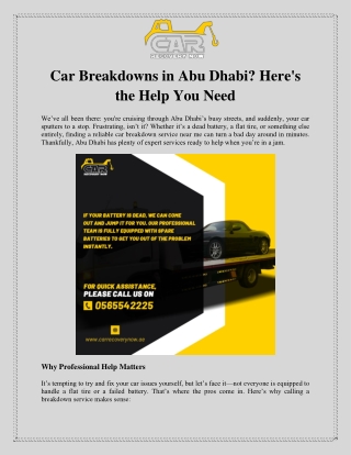 Car Breakdowns in Abu Dhabi Here's the Help You Need