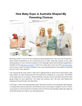 How Baby Expo in Australia Shaped My Parenting Choices