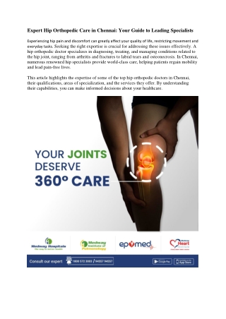 Hip Orthopedic Doctor in Chennai