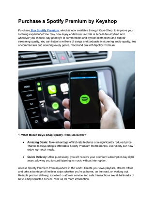 Purchase a Spotify Premium by Keyshop