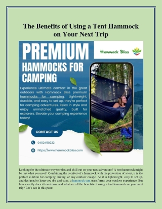 The Benefits of Using a Tent Hammock on Your Next Trip