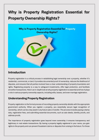 Why is Property Registration Essential for Property Ownership Rights