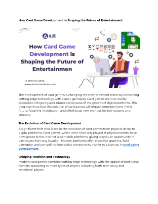 How Card Game Development is Shaping the Future of Entertainment