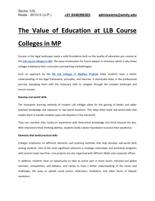 The Value of Education at LLB Course Colleges in MP