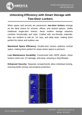 Unlocking Efficiency with Smart Storage with Two-Door Lockers