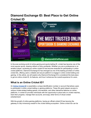 Diamond Exchange ID_ Best Place to Get Online Cricket ID