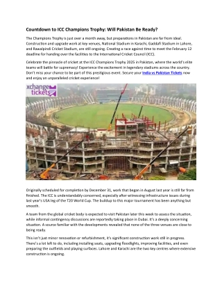 Countdown to ICC Champions Trophy 2025