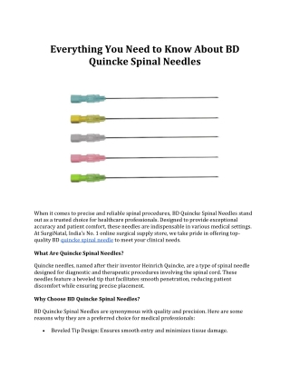 Everything You Need to Know About BD Quincke Spinal Needles