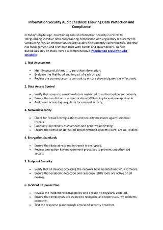 Comprehensive Information Security Audit Checklist