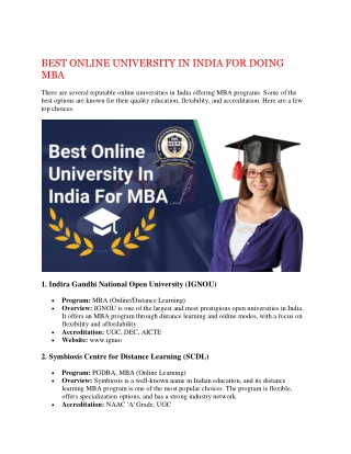 BEST ONLINE UNIVERSITY IN INDIA FOR DOING MBA