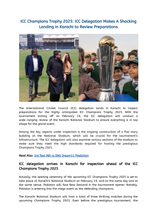 ICC Champions Trophy 2025_ ICC delegation makes a shocking landing in Karachi to review preparations