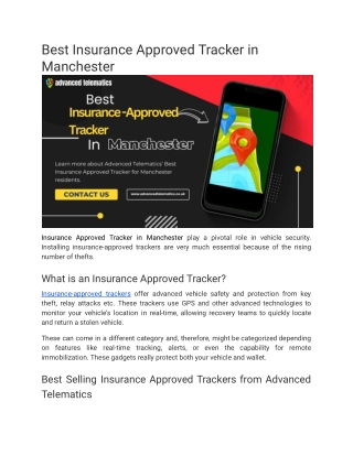 Best Insurance Approved Tracker in Manchester