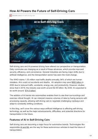 How AI Powers the Future of Self-Driving Cars