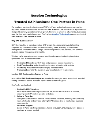 SAP Business One Partner in Pune