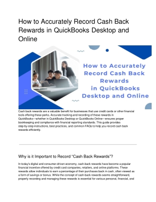 How to Accurately Record Cash Back Rewards in QuickBooks Desktop and Online