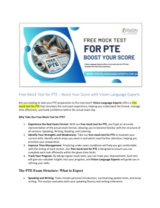Free PTE Mock Test – Your Step Toward Success