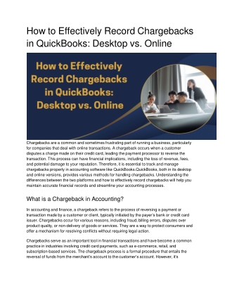 How to Effectively Record Chargebacks in QuickBooks: Desktop vs. Online