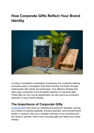 How Corporate Gifts Reflect Your Brand Identity