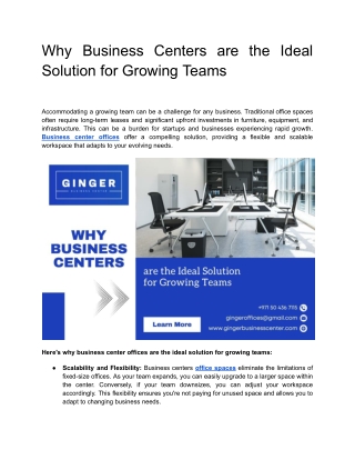 Why Business Centers are the Ideal Solution for Growing Teams