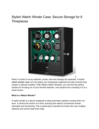 Stylish Watch Winder Case_ Secure Storage for 6 Timepieces