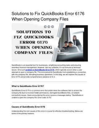 Solutions to Fix QuickBooks Error 6176 When Opening Company Files