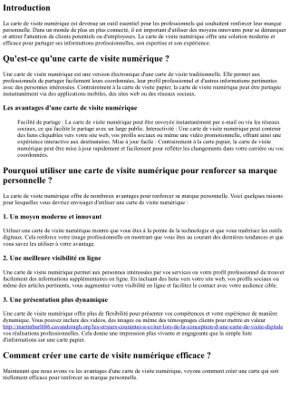 La carte de visite numérique : un moyen efficace pour renforcer sa marque person