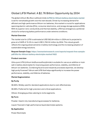 (LiFSI) for lithium battery electrolyte market
