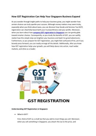 How GST Registration Can Help Your Singapore Business Expand