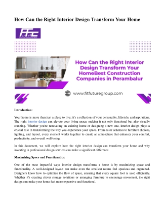 How Can the Right Interior Design Transform Your Home