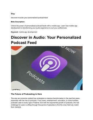 Discover in Audio_ Your Personalized Podcast Feed