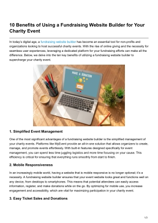 10 Benefits of Using a Fundraising Website Builder for Your Charity Event