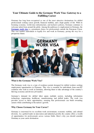 Work in Germany with German work visa from Dubai