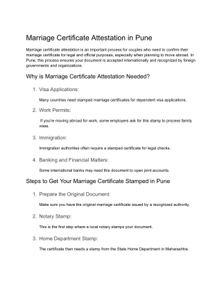 Expert Marriage Certificate Attestation Agency in Pune