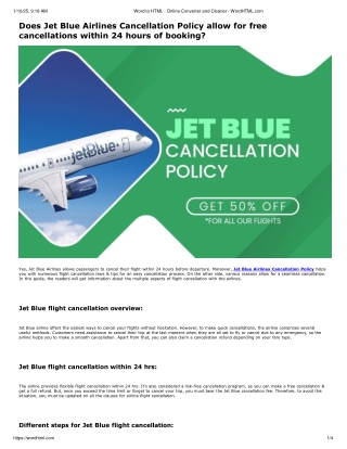 JetBlue Airlines Cancellation Policy: Flexibility and Option