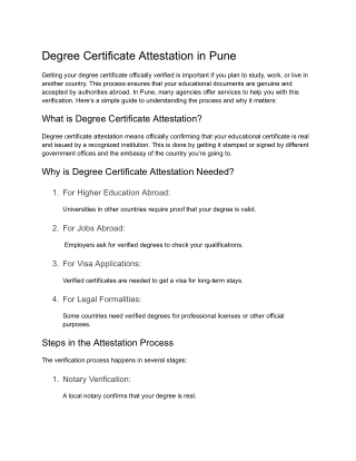 Professional Degree Certificate Attestation Services in Pune