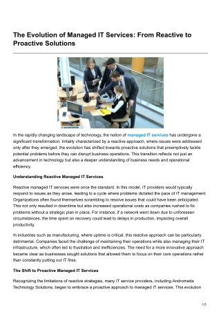 The Evolution of Managed IT Services From Reactive to Proactive Solutions