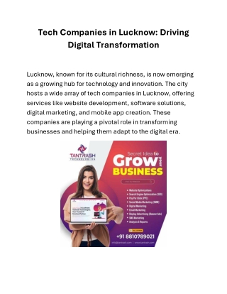 Tech Companies in Lucknow: Driving Digital Transformation